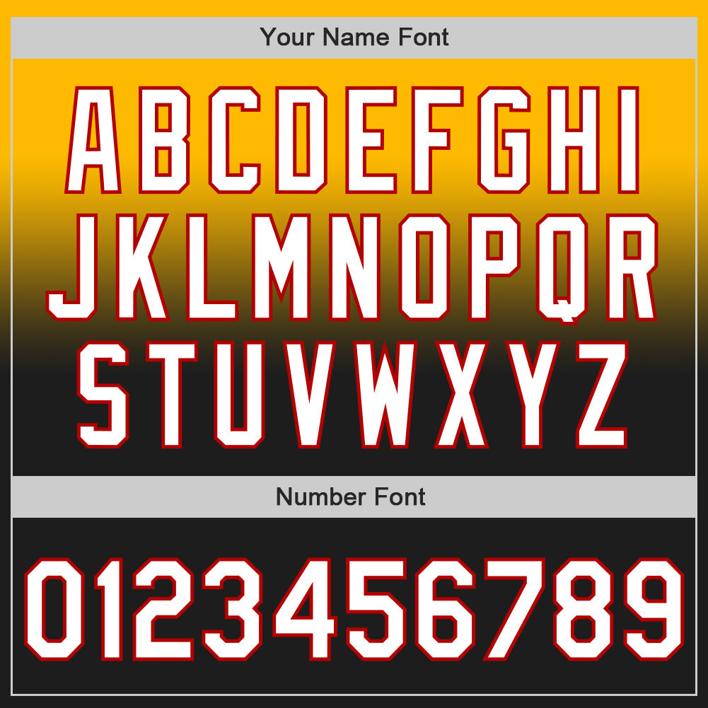 Custom Gold Black-Red Authentic Fade Fashion Baseball Jersey - Sky-Custom