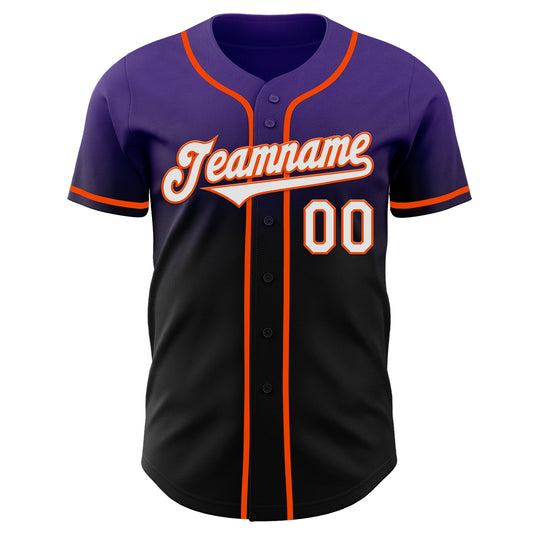 Custom Purple Black-Orange Authentic Fade Fashion Baseball Jersey - Sky-Custom