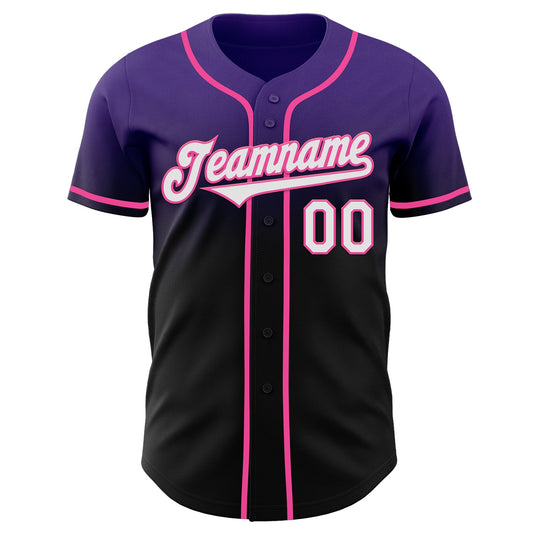 Custom Purple Black-Pink Authentic Fade Fashion Baseball Jersey - Sky-Custom