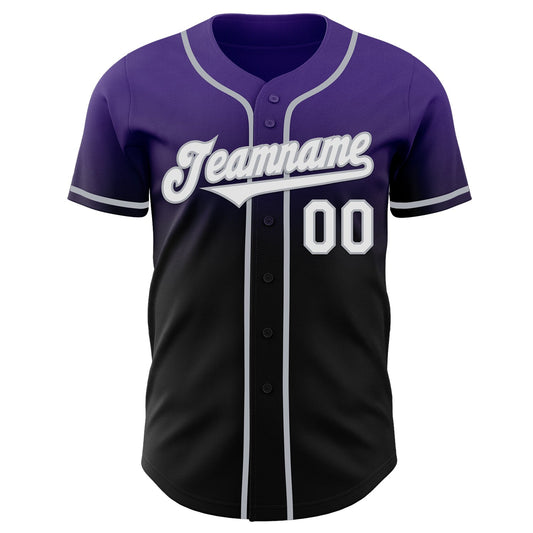 Custom Purple Black-Gray Authentic Fade Fashion Baseball Jersey - Sky-Custom