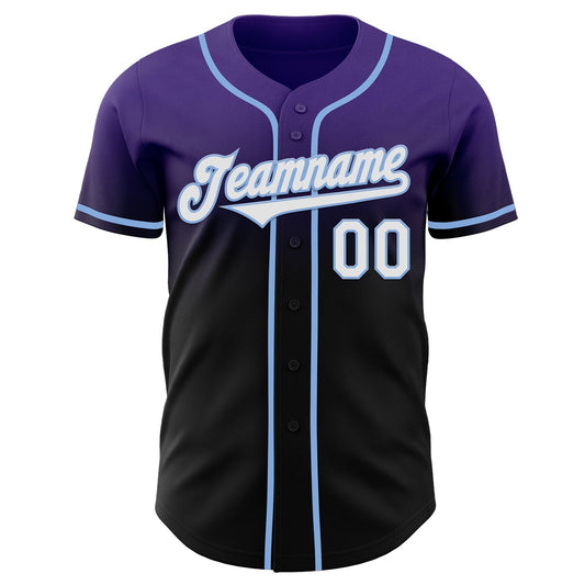 Custom Purple Black-Light Blue Authentic Fade Fashion Baseball Jersey - Sky-Custom