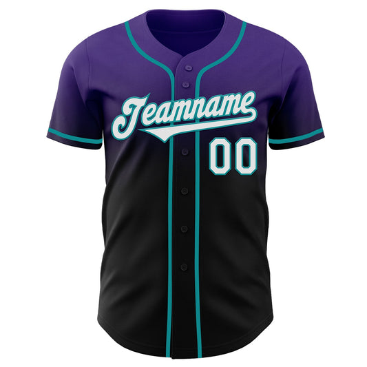 Custom Purple Black-Teal Authentic Fade Fashion Baseball Jersey - Sky-Custom