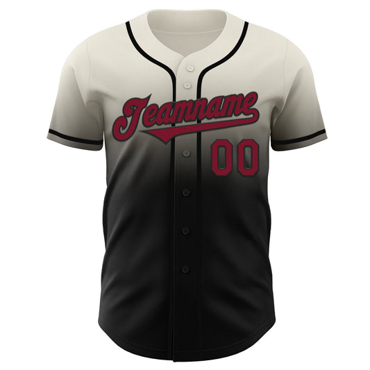 Custom Cream Crimson-Black Authentic Fade Fashion Baseball Jersey - Sky-Custom