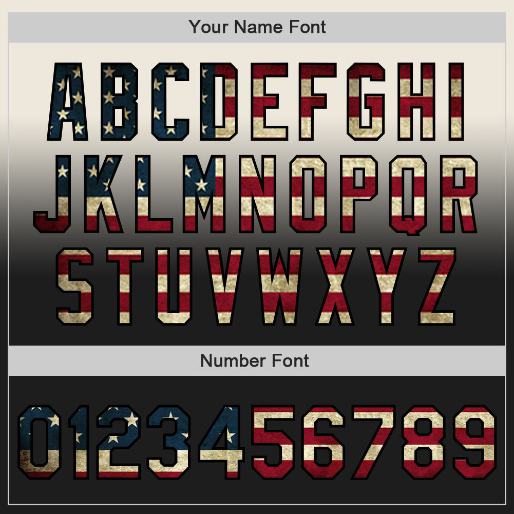 Custom Cream Vintage USA Flag-Black Authentic Fade Fashion Baseball Jersey - Sky-Custom