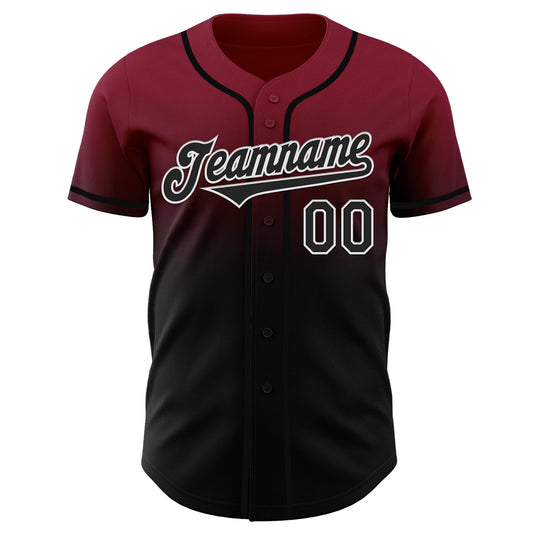 Custom Crimson Black-White Authentic Fade Fashion Baseball Jersey - Sky-Custom