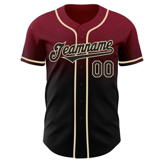 Custom Crimson Black-Cream Authentic Fade Fashion Baseball Jersey - Sky-Custom