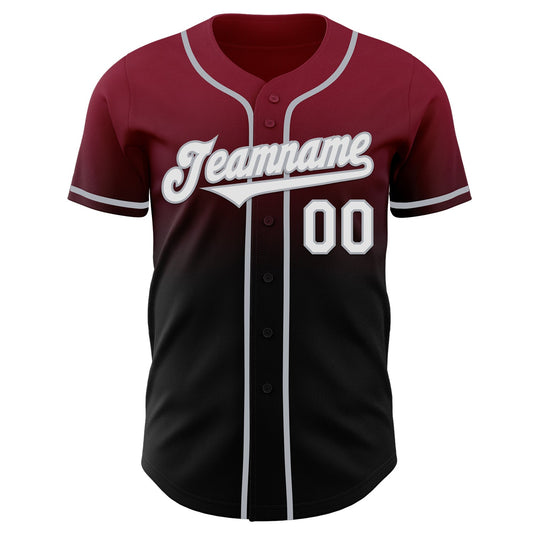 Custom Crimson Black-Gray Authentic Fade Fashion Baseball Jersey - Sky-Custom