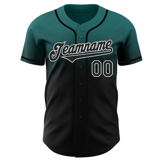 Custom Teal Black-White Authentic Fade Fashion Baseball Jersey - Sky-Custom