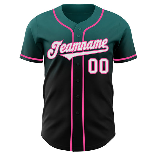 Custom Teal Black-Pink Authentic Fade Fashion Baseball Jersey - Sky-Custom