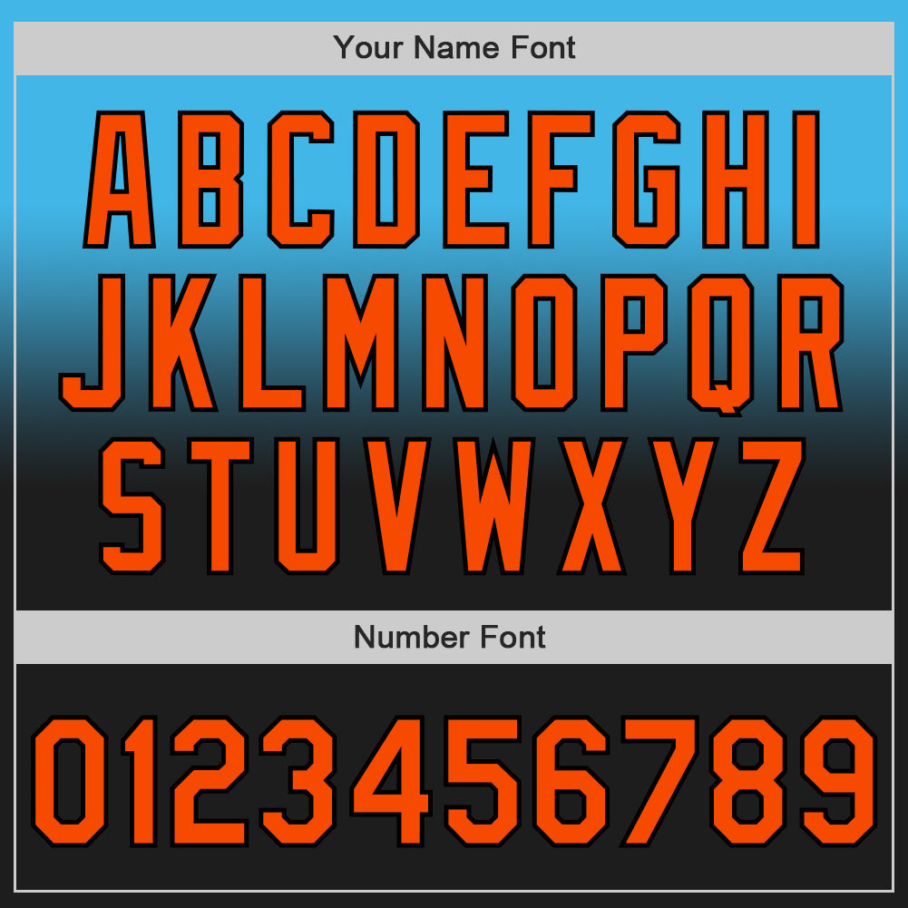 Custom Sky Blue Orange-Black Authentic Fade Fashion Baseball Jersey - Sky-Custom