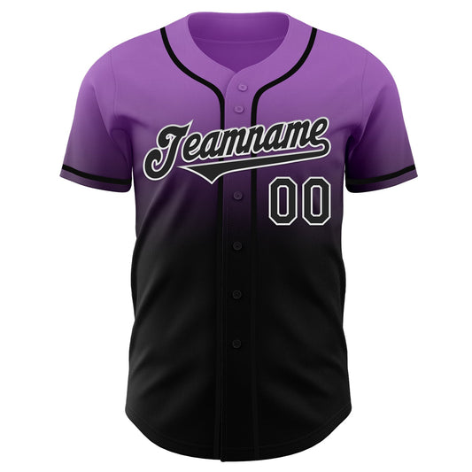 Custom Medium Purple Black-White Authentic Fade Fashion Baseball Jersey - Sky-Custom