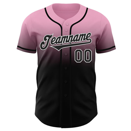 Custom Light Pink Black-White Authentic Fade Fashion Baseball Jersey - Sky-Custom