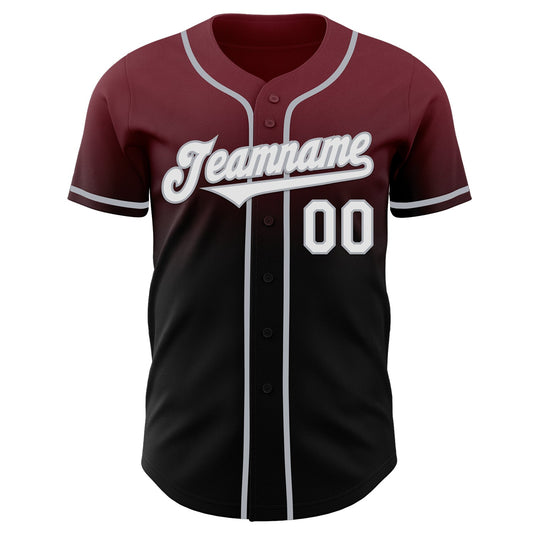 Custom Burgundy Black-Gray Authentic Fade Fashion Baseball Jersey - Sky-Custom