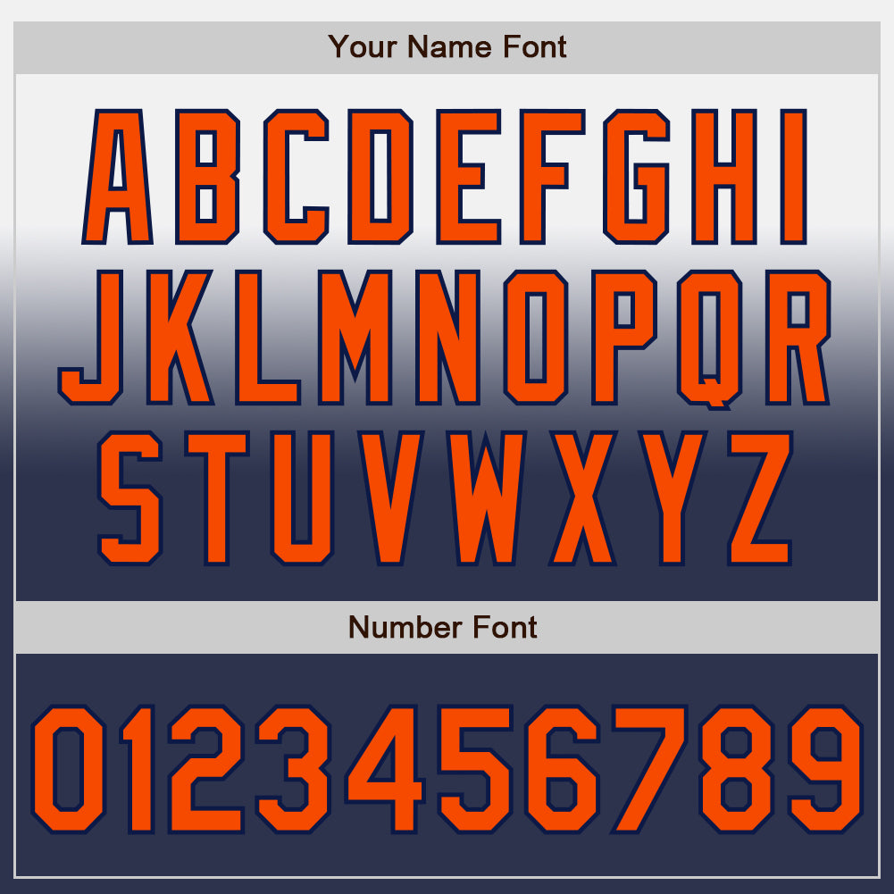 Custom White Orange-Navy Authentic Fade Fashion Baseball Jersey - Sky-Custom