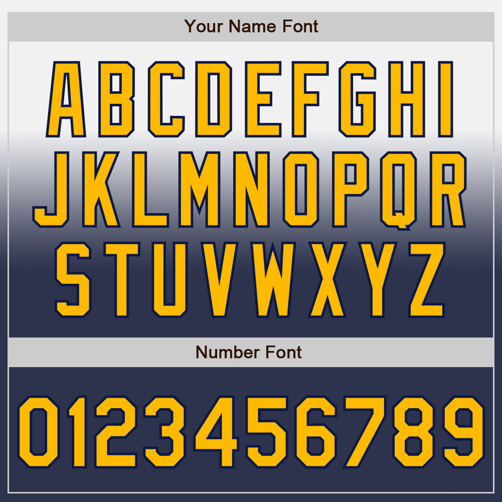 Custom White Gold-Navy Authentic Fade Fashion Baseball Jersey - Sky-Custom