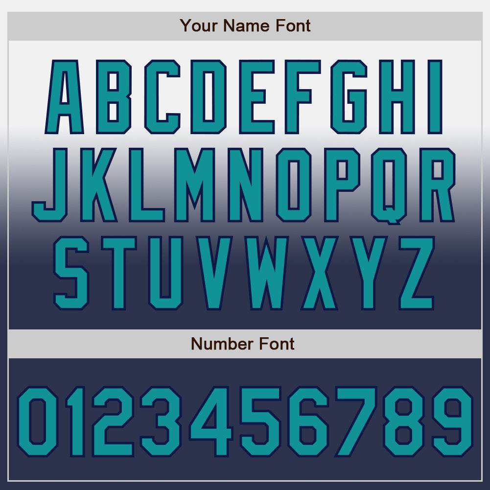 Custom White Teal-Navy Authentic Fade Fashion Baseball Jersey - Sky-Custom