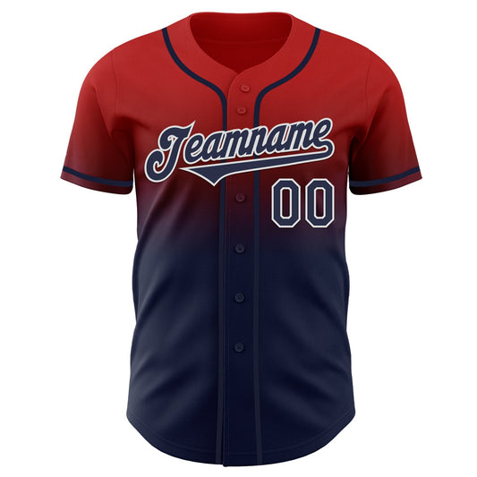Custom Red Navy-White Authentic Fade Fashion Baseball Jersey - Sky-Custom