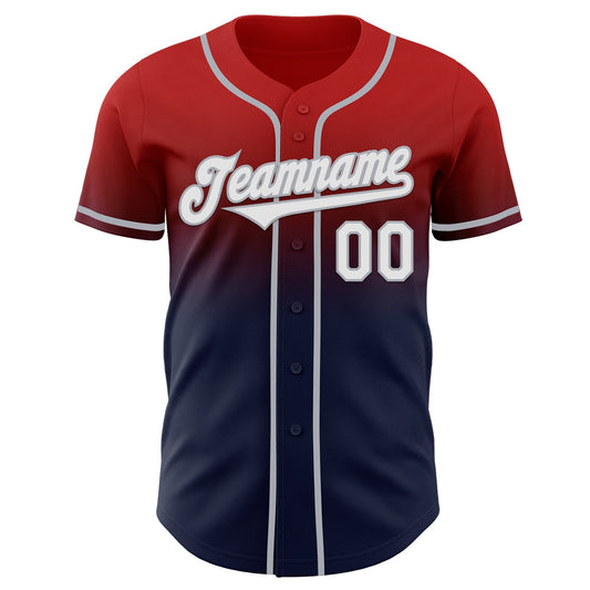 Custom Red Navy-Gray Authentic Fade Fashion Baseball Jersey - Sky-Custom