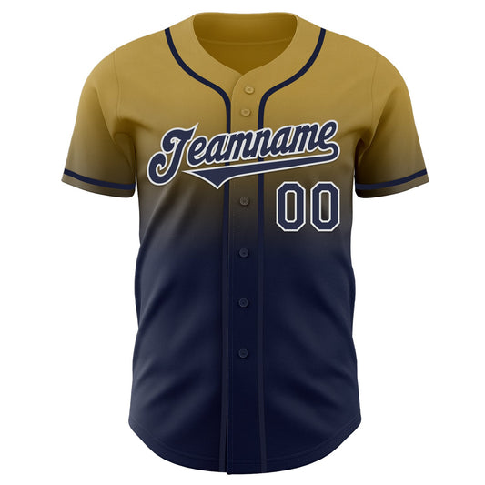 Custom Old Gold Navy-White Authentic Fade Fashion Baseball Jersey - Sky-Custom