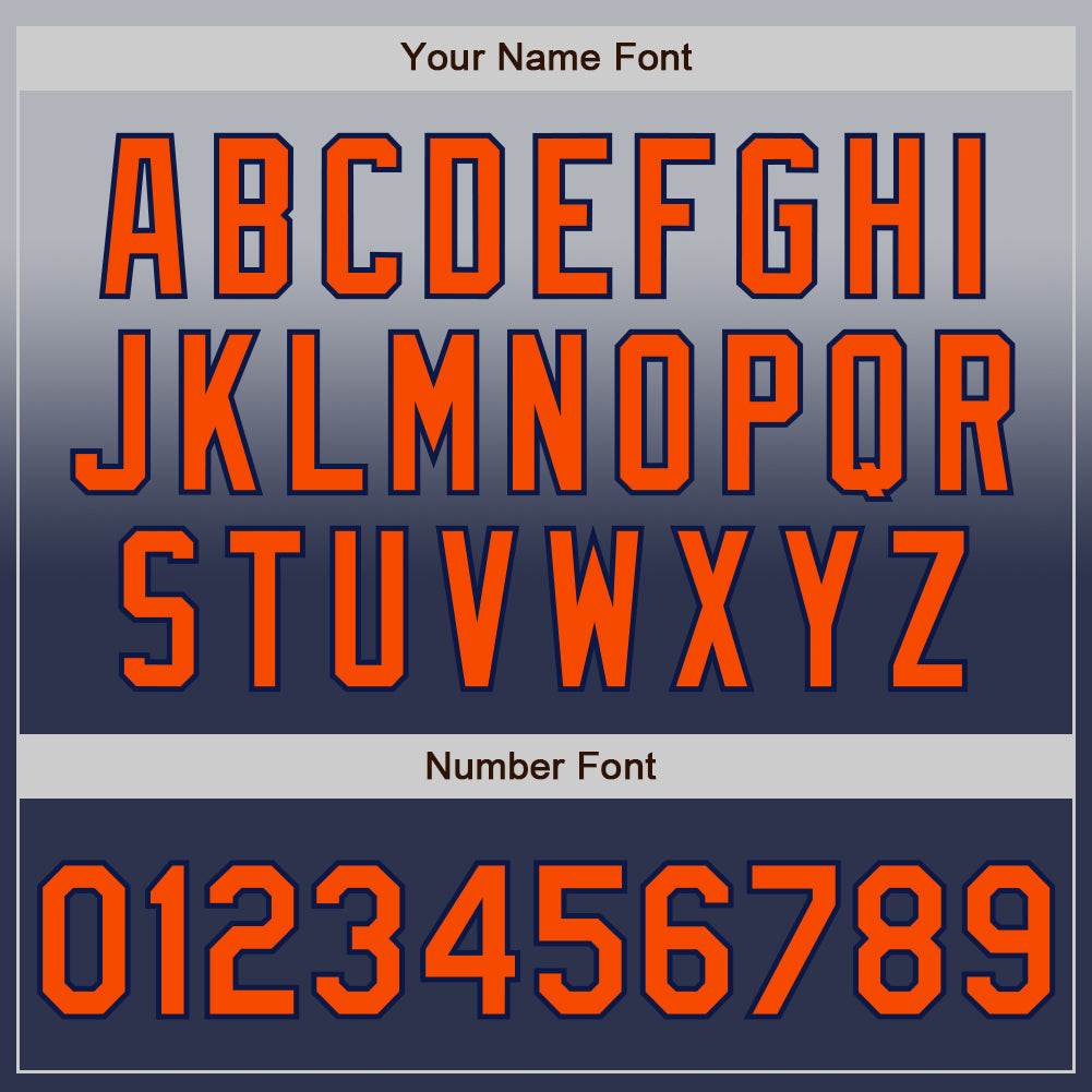 Custom Gray Orange-Navy Authentic Fade Fashion Baseball Jersey - Sky-Custom