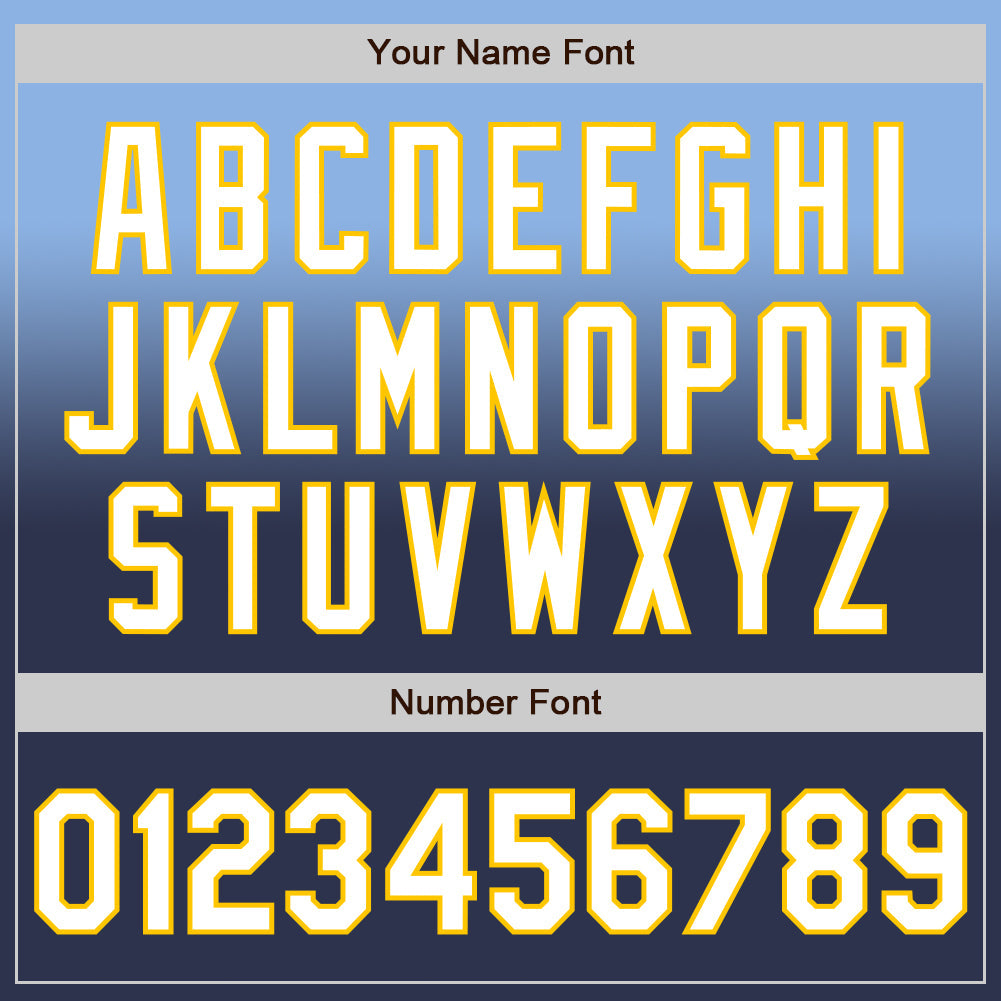 Custom Light Blue Navy-Yellow Authentic Fade Fashion Baseball Jersey - Sky-Custom