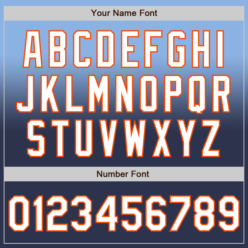 Custom Light Blue Navy-Orange Authentic Fade Fashion Baseball Jersey - Sky-Custom