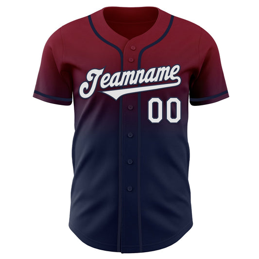 Custom Crimson White-Navy Authentic Fade Fashion Baseball Jersey - Sky-Custom