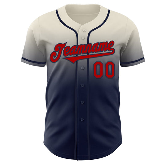 Custom Cream Red-Navy Authentic Fade Fashion Baseball Jersey - Sky-Custom