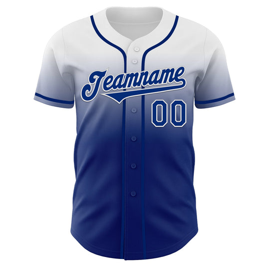 Custom White Royal Authentic Fade Fashion Baseball Jersey - Sky-Custom