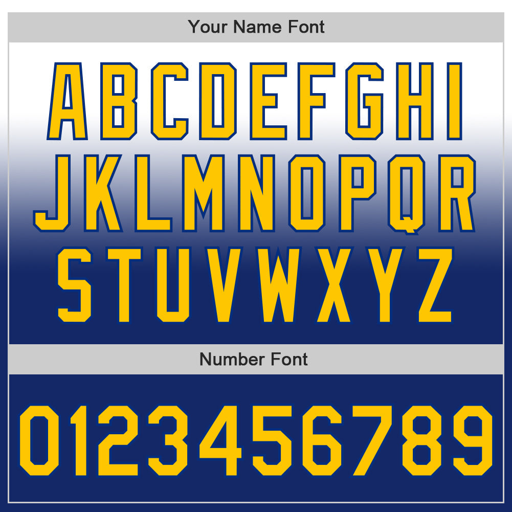 Custom White Yellow-Royal Authentic Fade Fashion Baseball Jersey - Sky-Custom