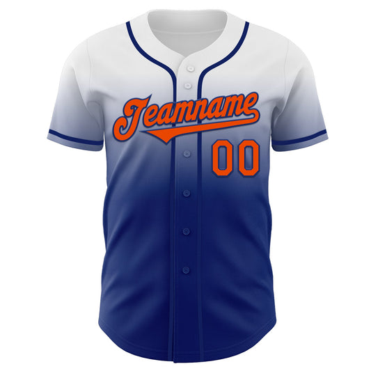 Custom White Orange-Royal Authentic Fade Fashion Baseball Jersey - Sky-Custom