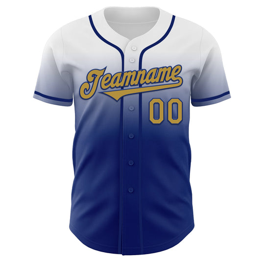 Custom White Old Gold-Royal Authentic Fade Fashion Baseball Jersey - Sky-Custom