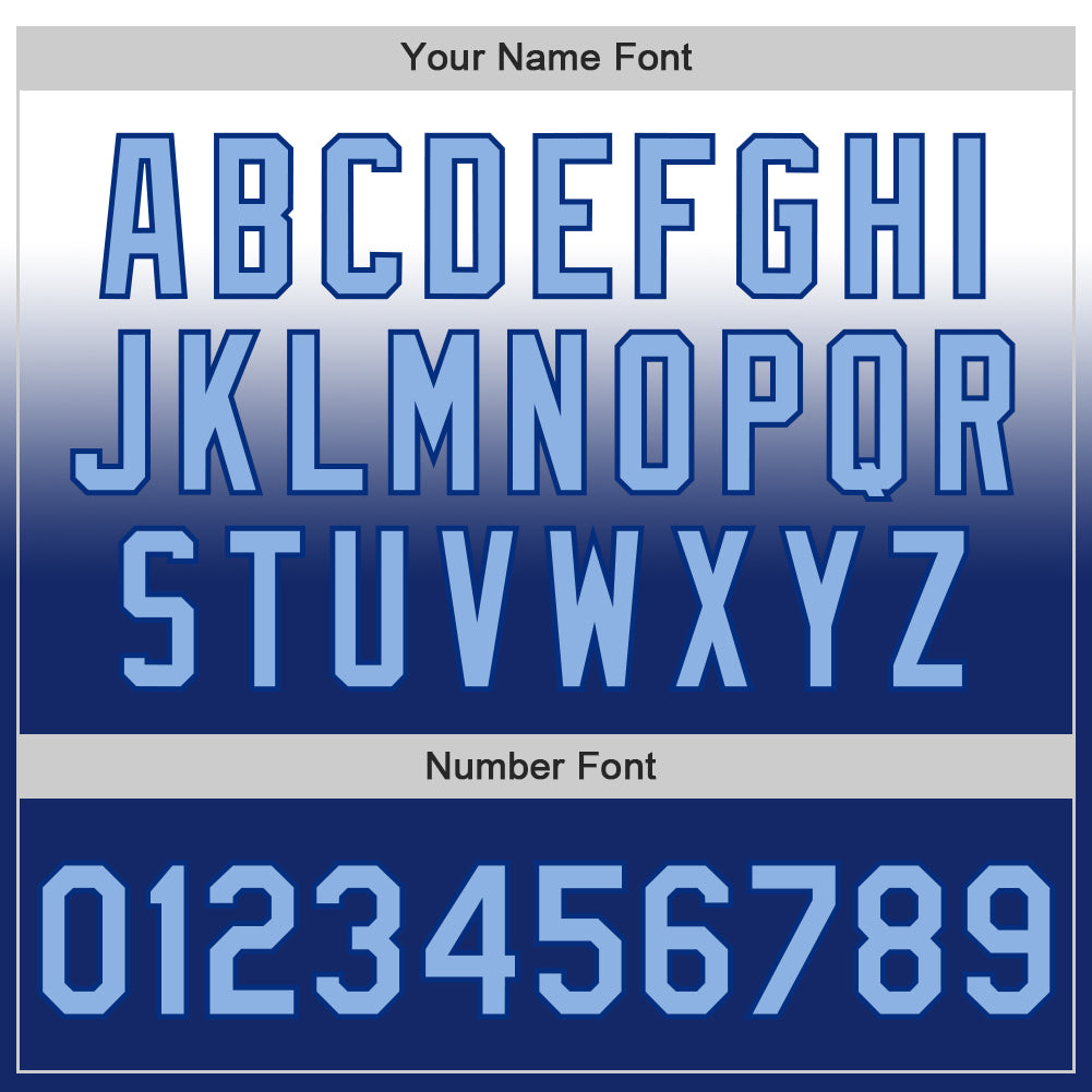 Custom White Light Blue-Royal Authentic Fade Fashion Baseball Jersey - Sky-Custom