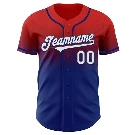 Custom Red White-Royal Authentic Fade Fashion Baseball Jersey - Sky-Custom