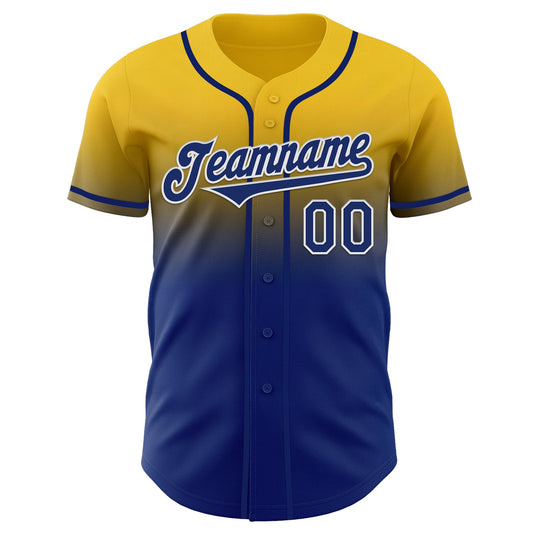 Custom Yellow Royal-White Authentic Fade Fashion Baseball Jersey - Sky-Custom