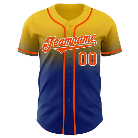 Custom Yellow Orange Royal-White Authentic Fade Fashion Baseball Jersey - Sky-Custom