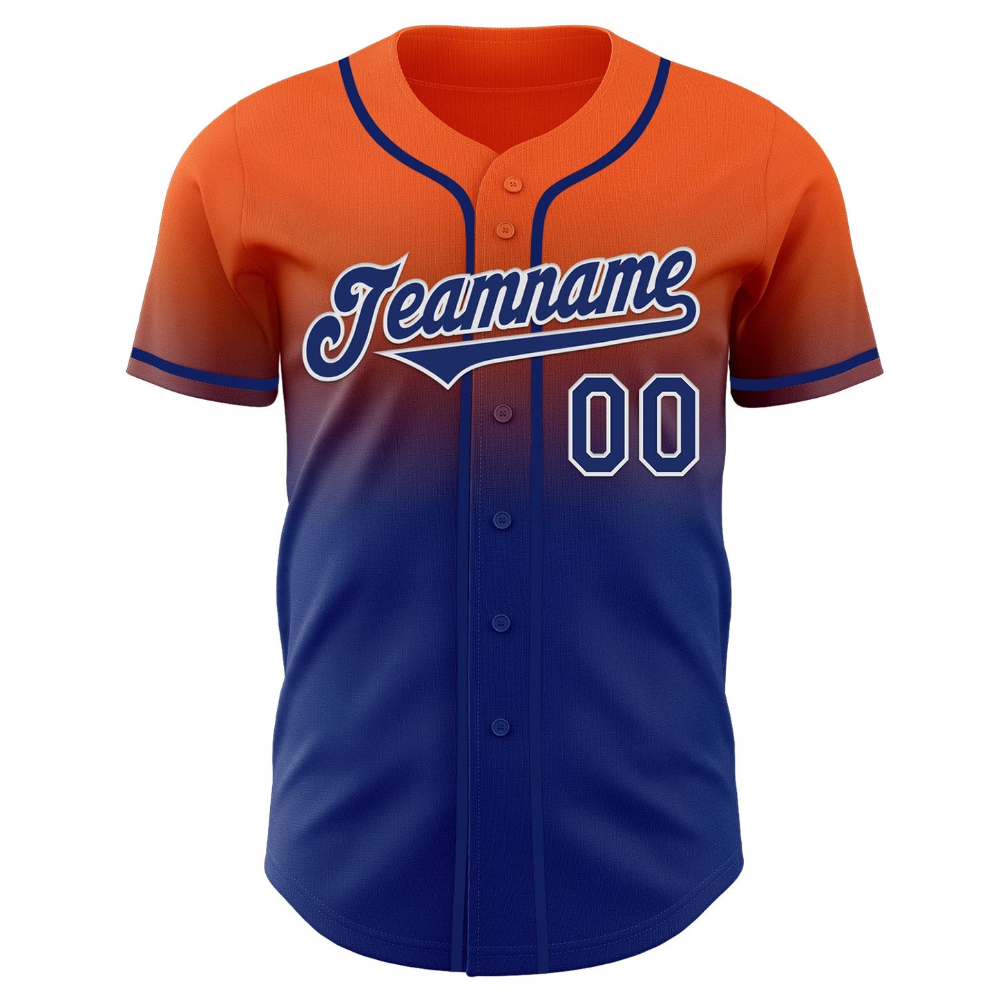 Custom Orange Royal-White Authentic Fade Fashion Baseball Jersey - Sky-Custom