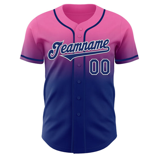 Custom Pink Royal-White Authentic Fade Fashion Baseball Jersey - Sky-Custom