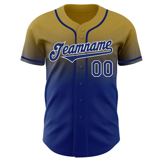 Custom Old Gold Royal-White Authentic Fade Fashion Baseball Jersey - Sky-Custom
