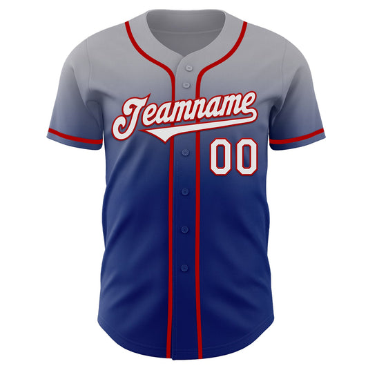 Custom Gray White Royal-Red Authentic Fade Fashion Baseball Jersey - Sky-Custom