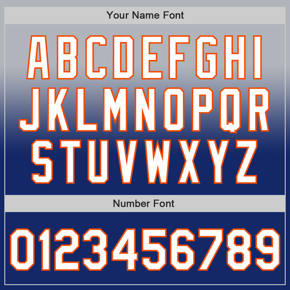 Custom Gray White Royal-Orange Authentic Fade Fashion Baseball Jersey - Sky-Custom