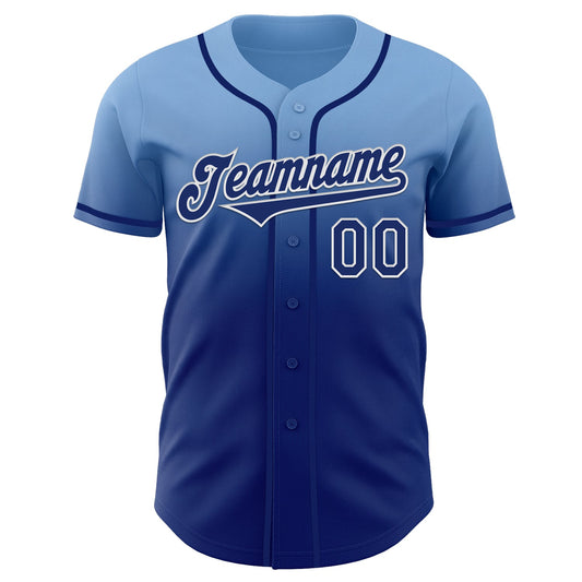 Custom Light Blue Royal-White Authentic Fade Fashion Baseball Jersey - Sky-Custom
