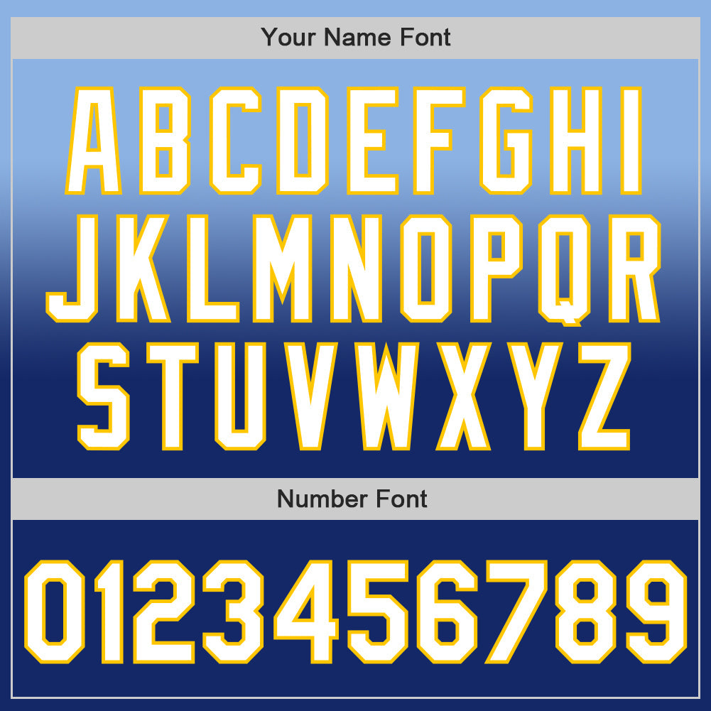 Custom Light Blue White Royal-Yellow Authentic Fade Fashion Baseball Jersey - Sky-Custom