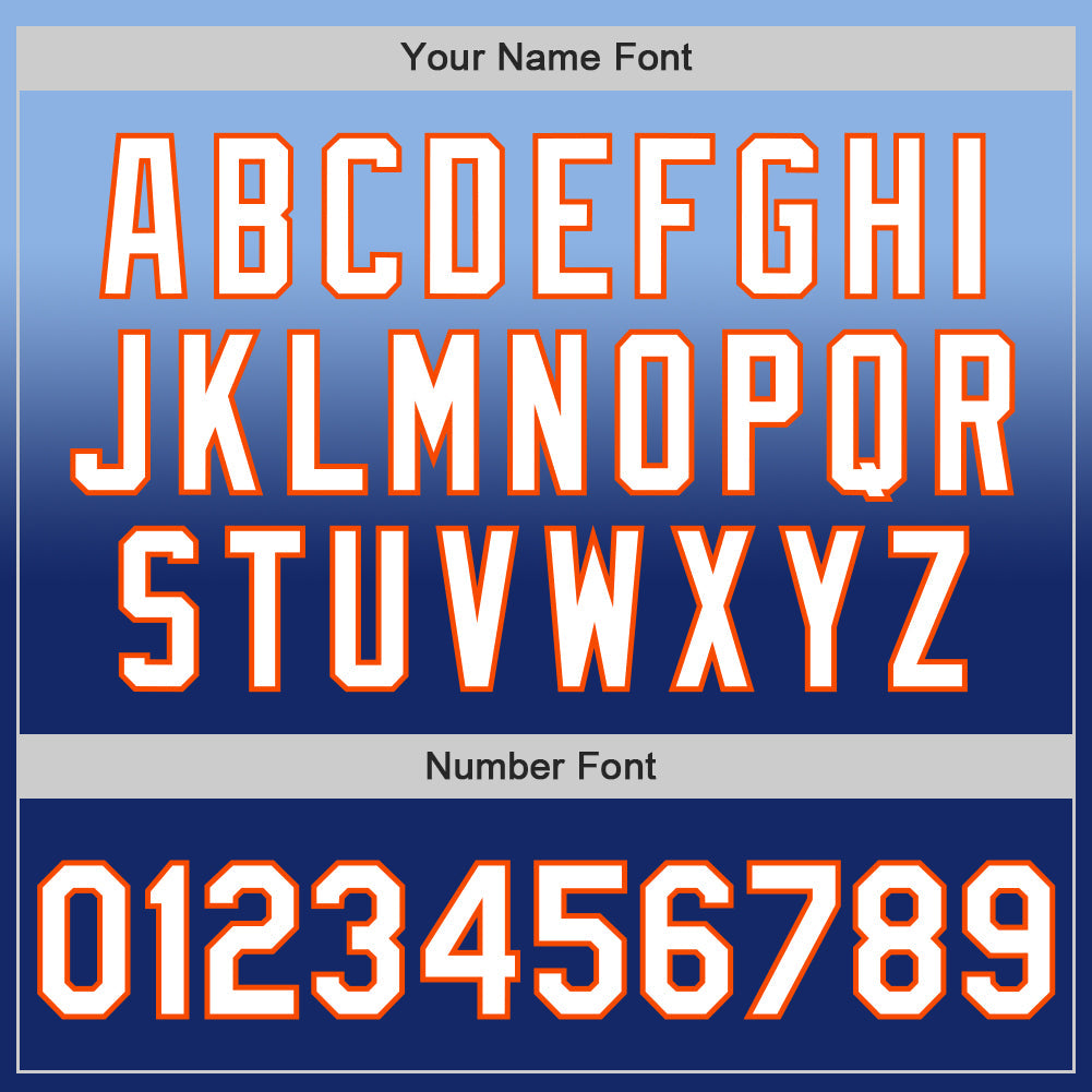 Custom Light Blue White Royal-Orange Authentic Fade Fashion Baseball Jersey - Sky-Custom