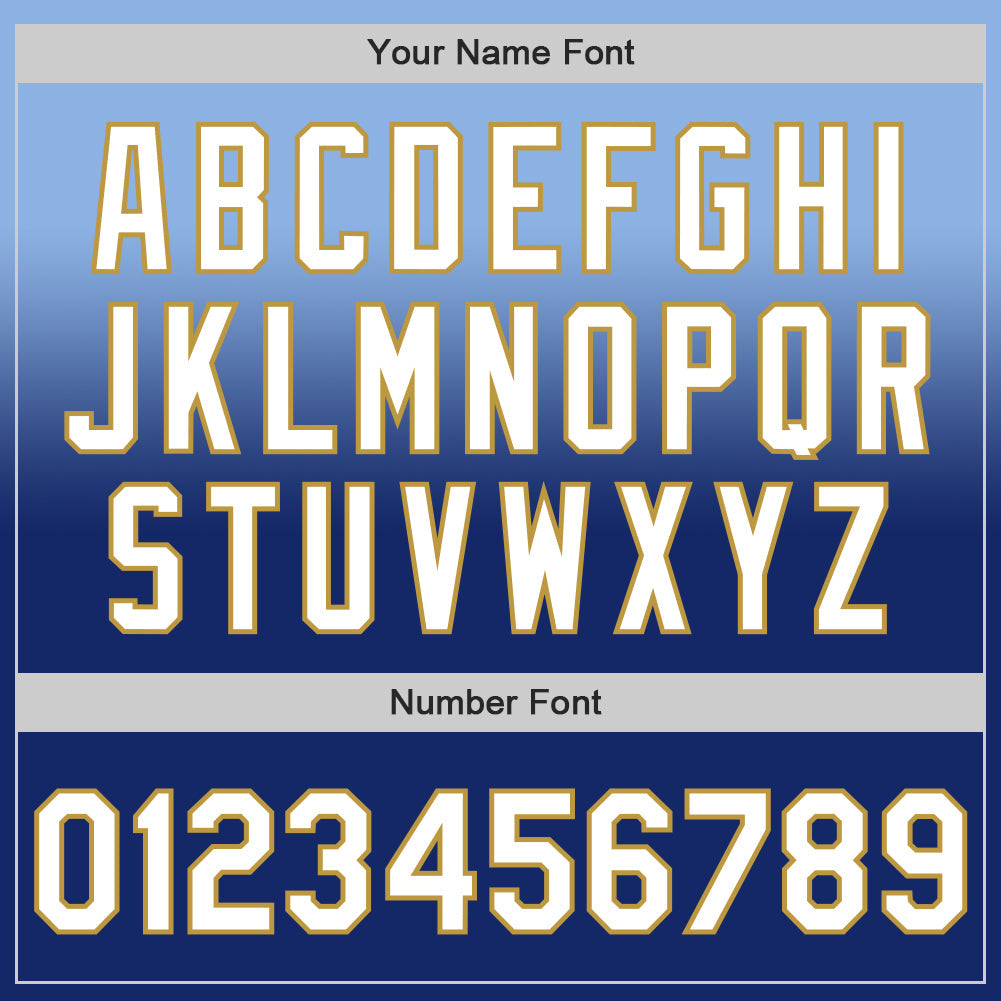 Custom Light Blue White Royal-Old Gold Authentic Fade Fashion Baseball Jersey - Sky-Custom