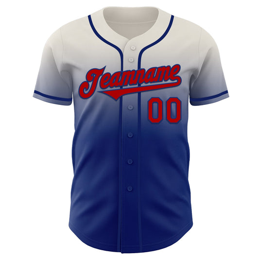 Custom Cream Red-Royal Authentic Fade Fashion Baseball Jersey - Sky-Custom