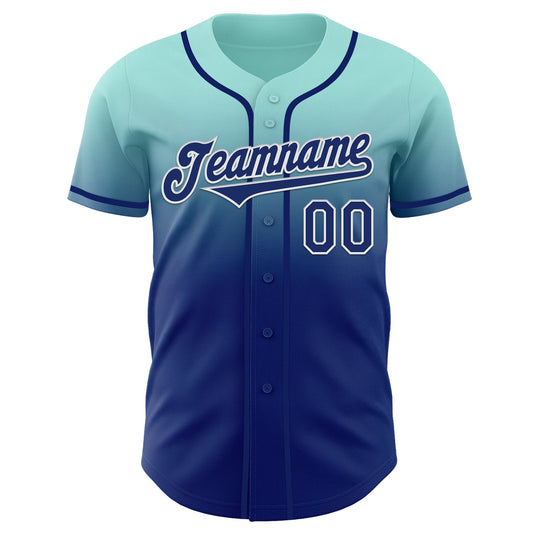 Custom Ice Blue Royal-White Authentic Fade Fashion Baseball Jersey - Sky-Custom