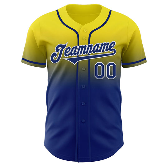 Custom Light Yellow Royal-White Authentic Fade Fashion Baseball Jersey - Sky-Custom