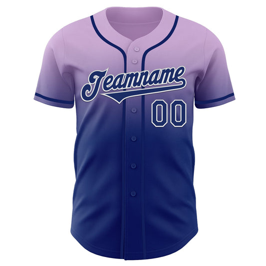 Custom Light Purple Royal-White Authentic Fade Fashion Baseball Jersey