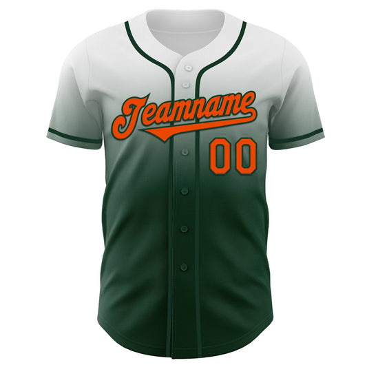Custom White Orange-Green Authentic Fade Fashion Baseball Jersey - Sky-Custom